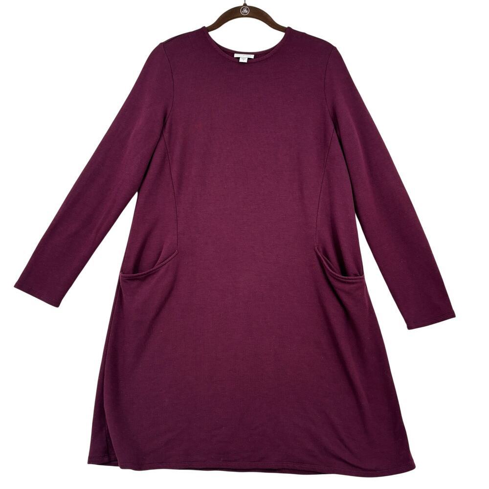 Pure J Jill Dress Size S Plum Purple Modal Blend Knit Long Sleeve A Line Pockets